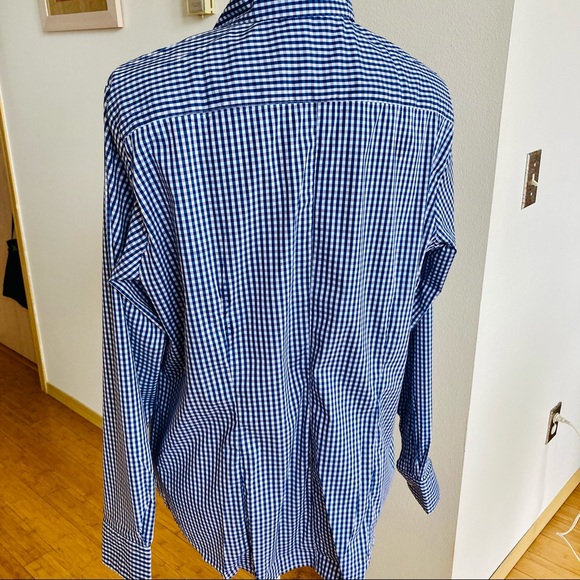 ICO Long Sleeve Blue/White Gingham Button Up Top Shirt - Picture 3 of 10